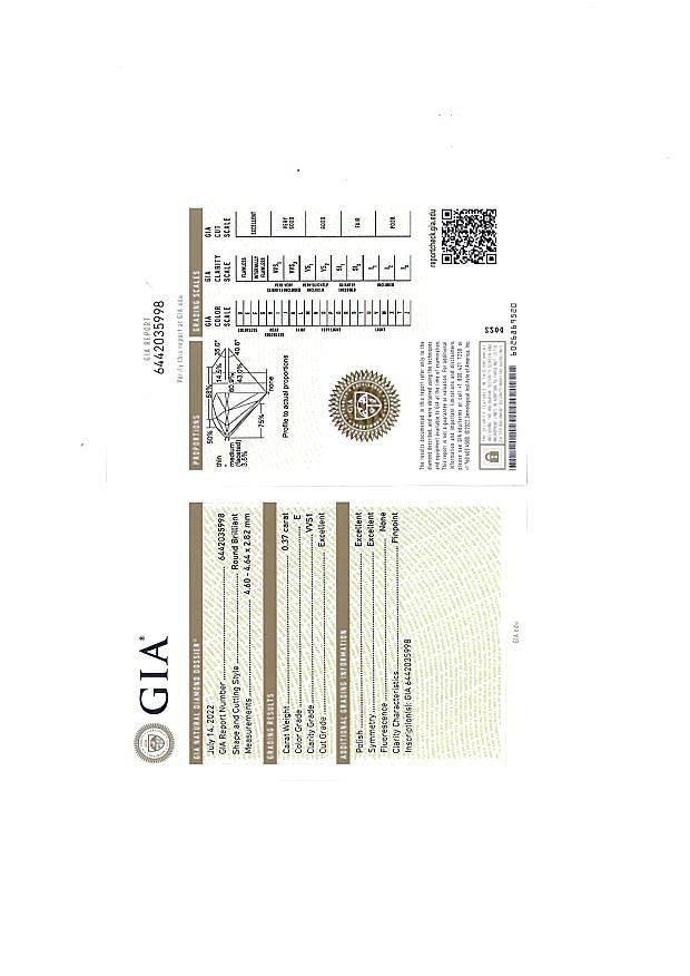 俄 リング ダイヤ 0.37ct E VVS1 3EX 月彩 12号 Pt950 鑑定書