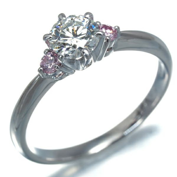 タサキ リング ピンク&クリア ダイヤ 0.53ct/0.07ct ソリティア 12号 Pt900 