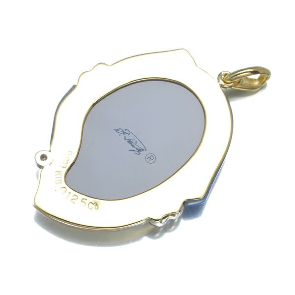 エルヴィンポーリー ペンダントトップ メノウ シェル  ダイヤ  0.125ct カメオ  K18YG/Pt900