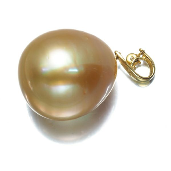 ゴールデンパール 白蝶真珠 13.8mm ダイヤ 0.03ct ペンダントトップ K18YG ソーティング