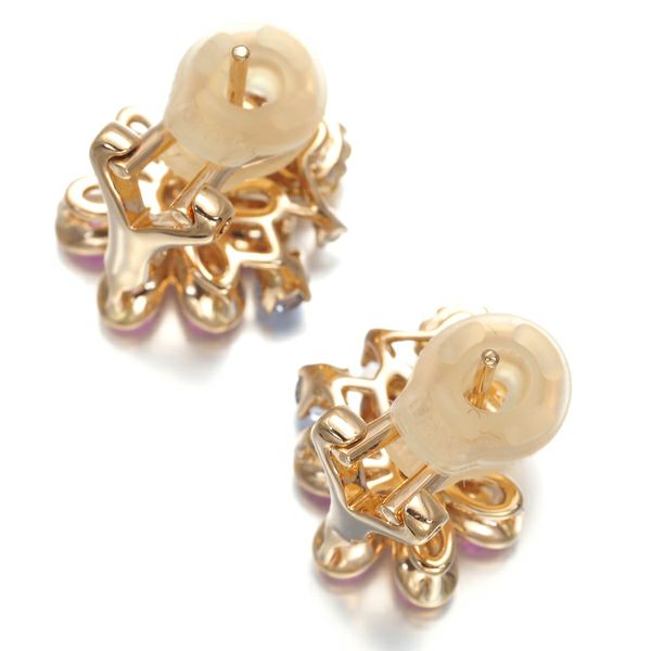 ポンテヴェキオ ピアス サファイア 0.82ct ダイヤ 0.08ct フラワー K18PG 