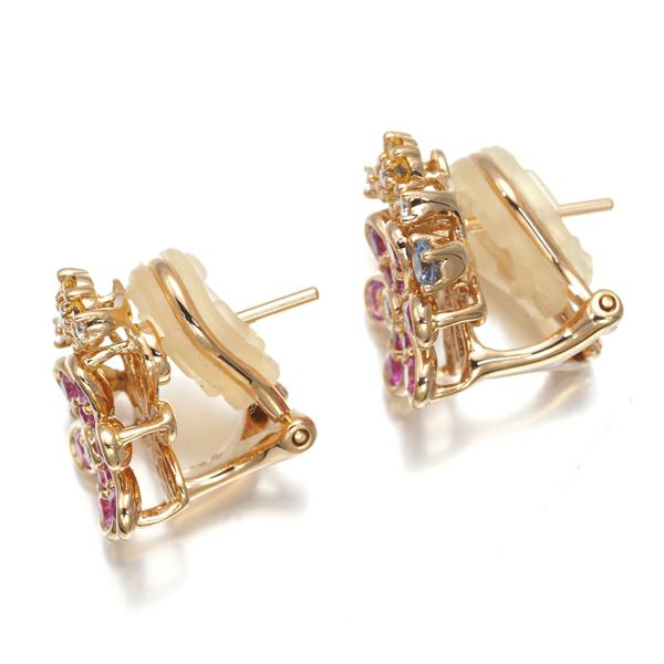 ポンテヴェキオ ピアス サファイア 0.82ct ダイヤ 0.08ct フラワー K18PG 