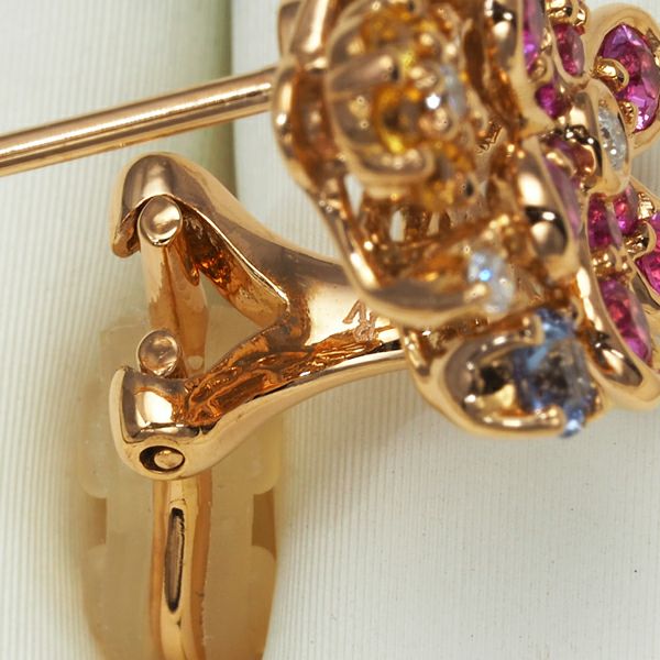 ポンテヴェキオ ピアス サファイア 0.82ct ダイヤ 0.08ct フラワー K18PG 