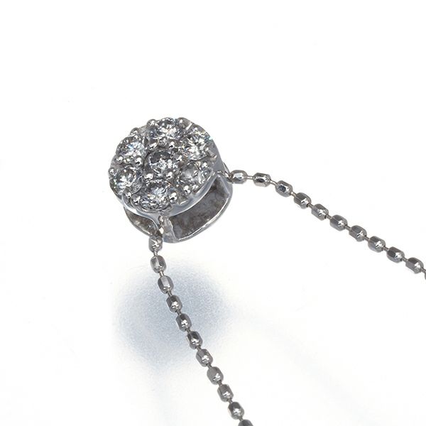 ダイヤ 0.20ct パヴェ フラワー  ネックレス K18WG 