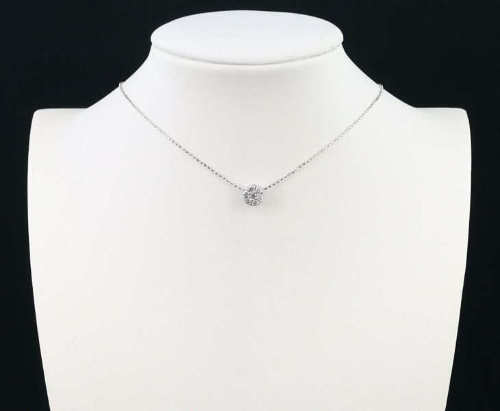 ダイヤ 0.20ct パヴェ フラワー  ネックレス K18WG 