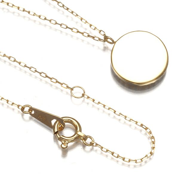 ダイヤ 0.15ct サークル プレート  ネックレス K18YG 