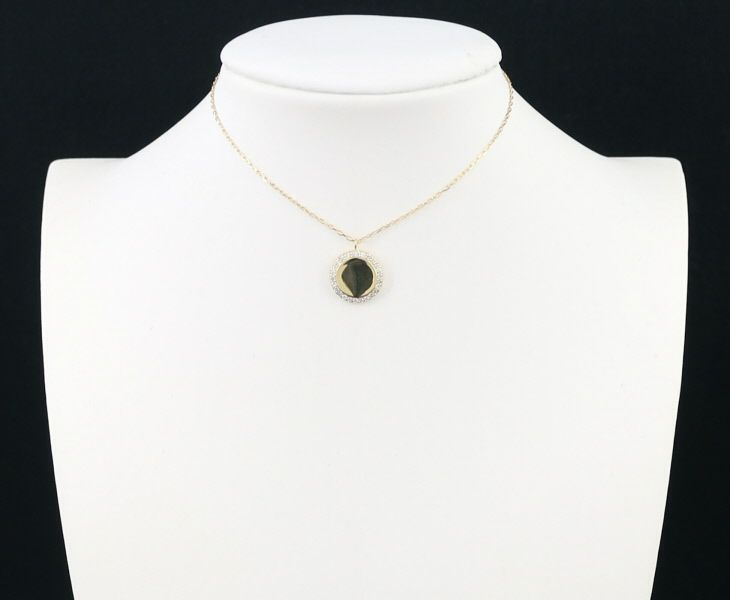 ダイヤ 0.15ct サークル プレート  ネックレス K18YG 