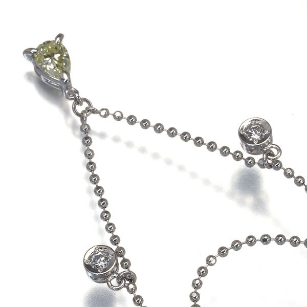 イエロー＆クリアダイヤ 0.16ct/0.30ct ペアシェイプ レイヤード  ネックレス Pt850 