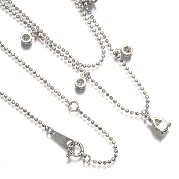 イエロー＆クリアダイヤ 0.16ct/0.30ct ペアシェイプ レイヤード  ネックレス Pt850 