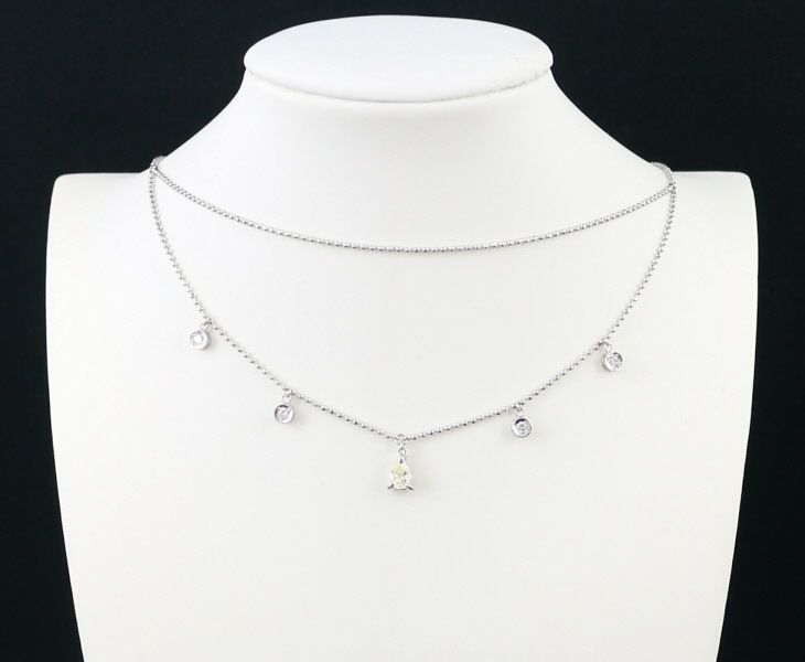 イエロー＆クリアダイヤ 0.16ct/0.30ct ペアシェイプ レイヤード  ネックレス Pt850 