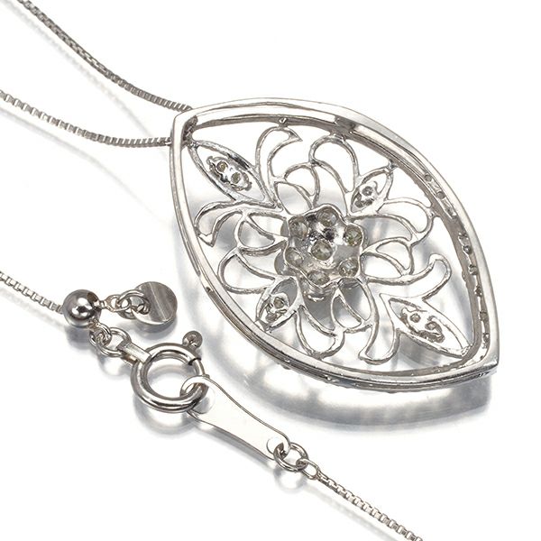 ダイヤ 0.50ct ミルグレイン 透かし フラワー  ネックレス Pt900/Pt850 