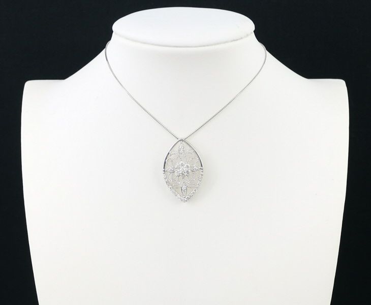 ダイヤ 0.50ct ミルグレイン 透かし フラワー  ネックレス Pt900/Pt850 