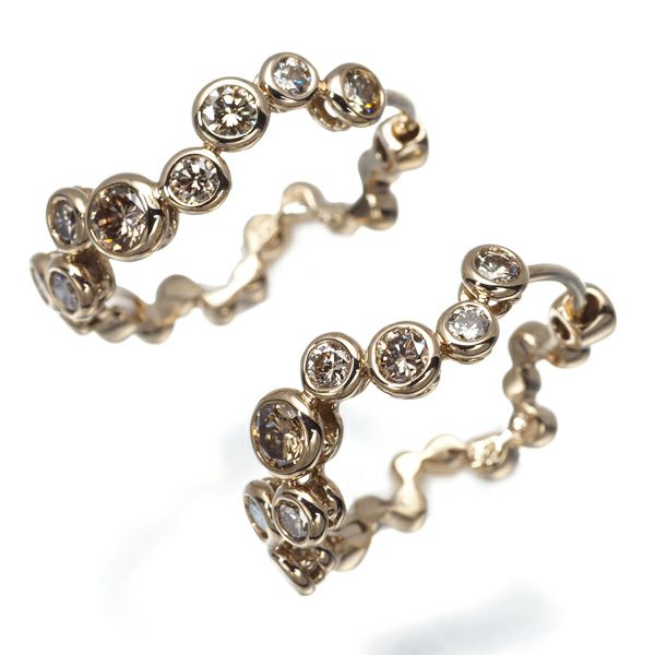 カシケイ ピアス ダイヤ 0.80ct ベゼル フープ K18BG 