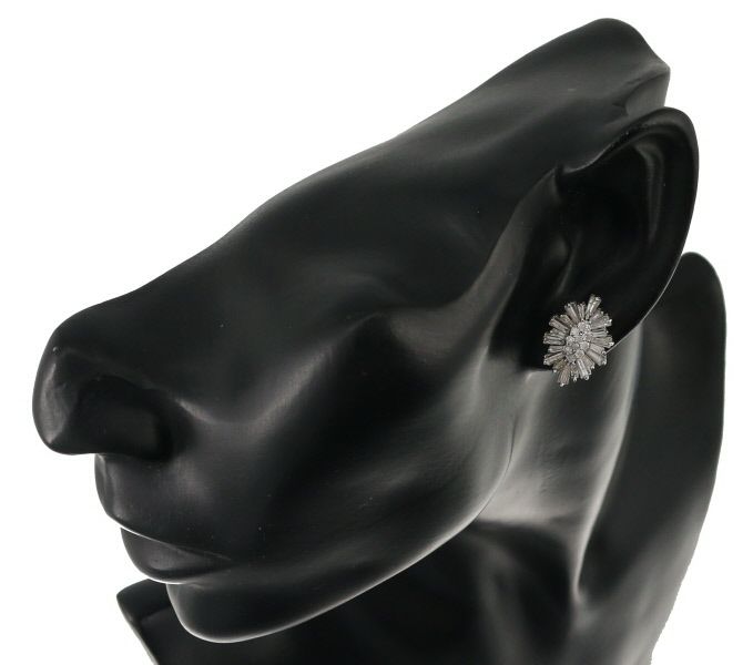 ダイヤ 1.12ct/1.12ct 2種カット ピアス K18WG 