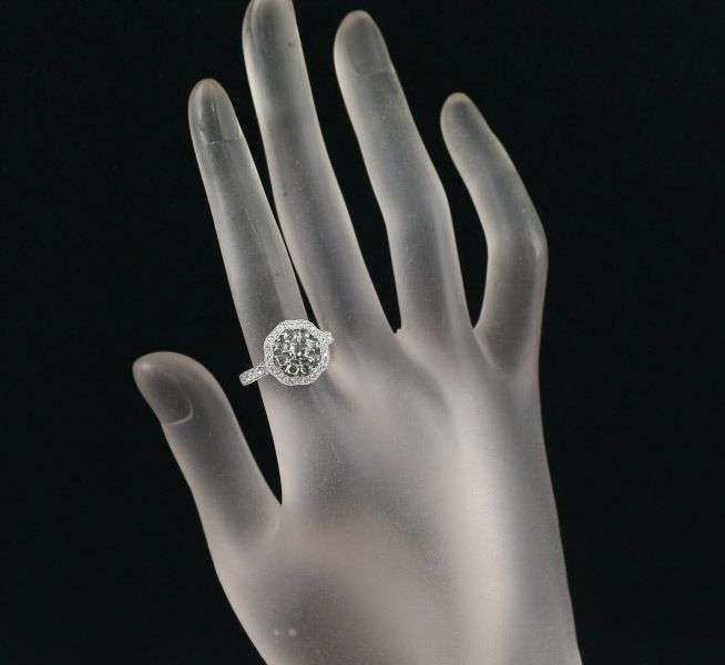 グリーンサファイア 0.78ct ダイヤ 0.44ct ローズカット ミルグレイン  リング Pt950 鑑別書