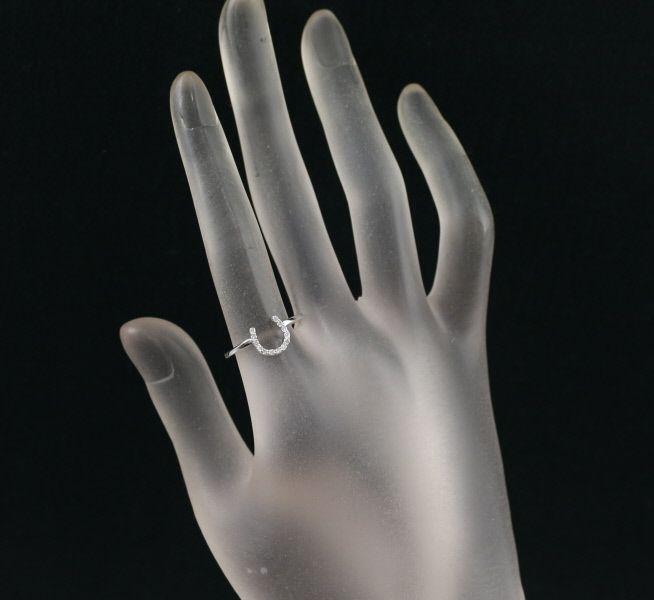 ダイヤ 0.12ct ホースシュー  リング K18WG 
