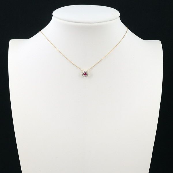 ウィスプ ネックレス ルビー ダイヤ 0.10ct  バースデー K18YG 