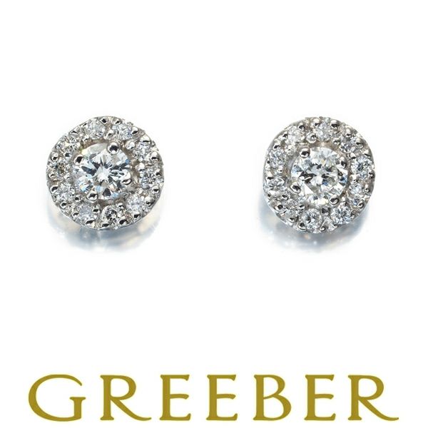 ダイヤ 0.09ct/0.09ct ハロー サークル  ピアス Pt900 