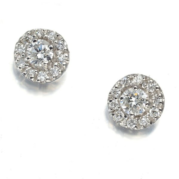 ダイヤ 0.09ct/0.09ct ハロー サークル  ピアス Pt900 