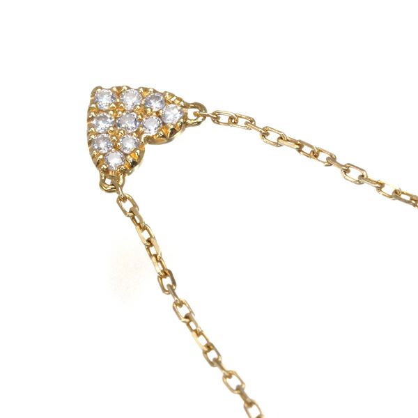 アーカー ネックレス ダイヤ 0.06ct ハートパヴェ  K18YG 
