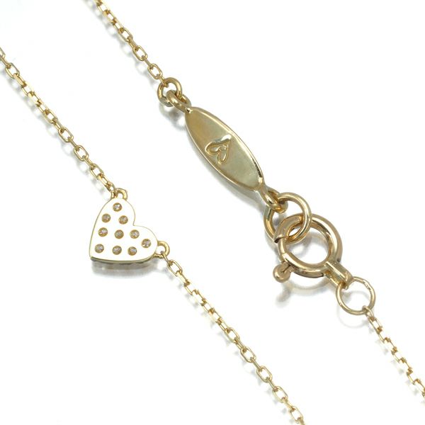 アーカー ネックレス ダイヤ 0.06ct ハートパヴェ  K18YG 