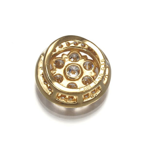 ダイヤ 0.35ct/0.15ct ミルグレイン サークル  ペンダントトップ K18YG 