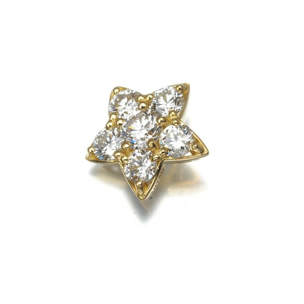 アーカー ピアス ダイヤ 0.20ct プルミエトワール スター 片耳 K18YG 