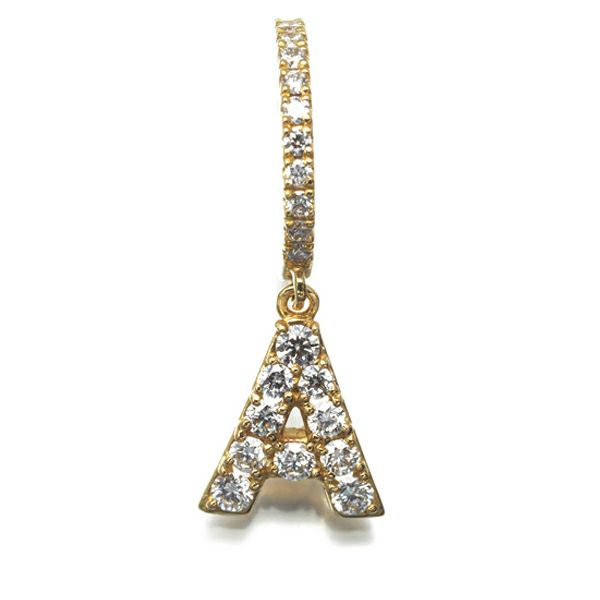 アーカー ピアス ダイヤ 0.15ct/0.05ct プルミエトワール イニシャル A 片耳 K18YG 