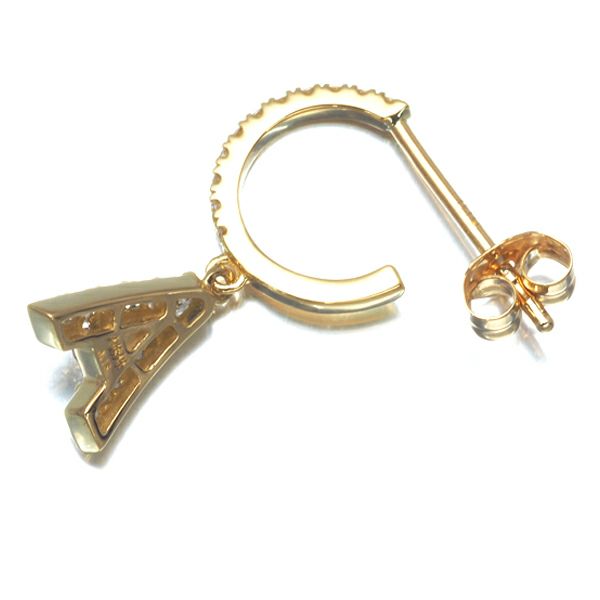 アーカー ピアス ダイヤ 0.15ct/0.05ct プルミエトワール イニシャル A 片耳 K18YG 