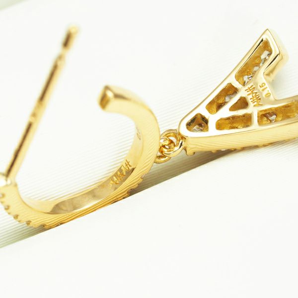 アーカー ピアス ダイヤ 0.15ct/0.05ct プルミエトワール イニシャル A 片耳 K18YG 
