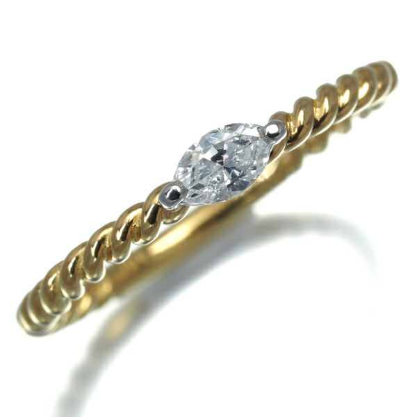 ダイヤ 0.131ct  マーキスカット ツイスト コンビカラー リング K18YG/Pt900 