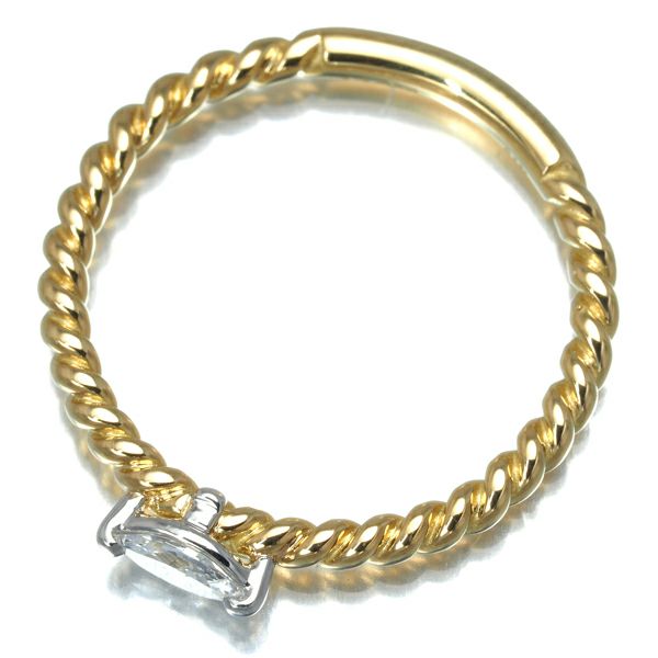 ダイヤ 0.131ct  マーキスカット ツイスト コンビカラー リング K18YG/Pt900 