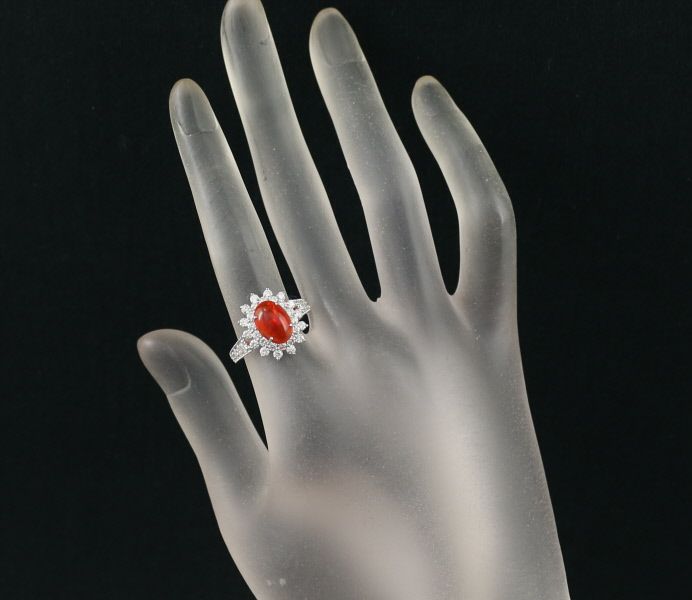ファイアオパール 1.20ct ダイヤ 0.94ct クラシック  リング Pt950 