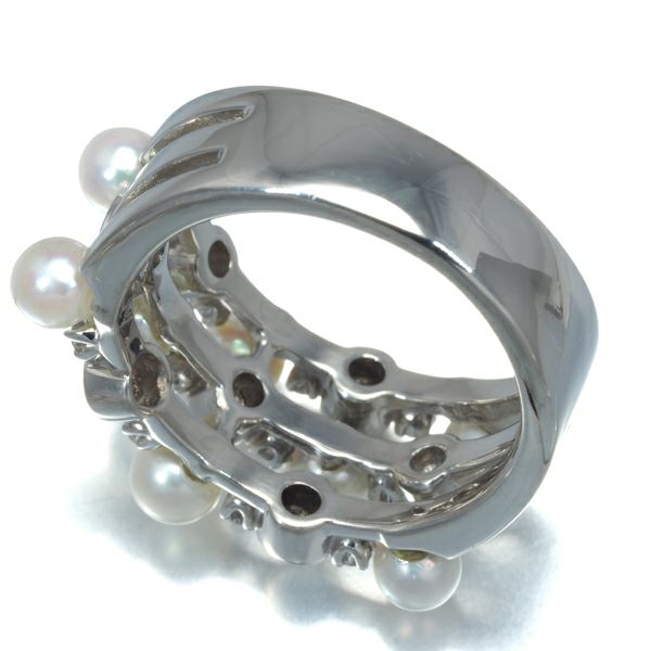 タサキ リング ベビーパール 真珠 3.7mm ダイヤ 0.13ct   Pt900 