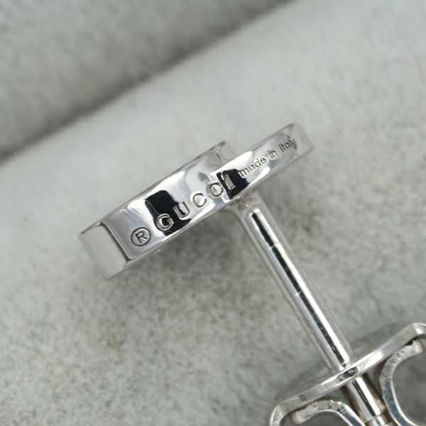 グッチ ピアス  ダブルG ストライプ K18WG 