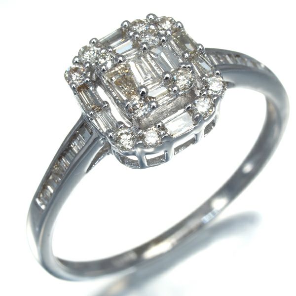 ダイヤ 0.30ct 2種カット  リング K18WG 