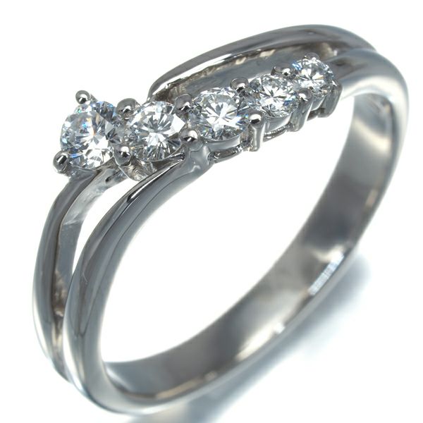 ダイヤ 0.38ct ウェーブ  リング Pt900 