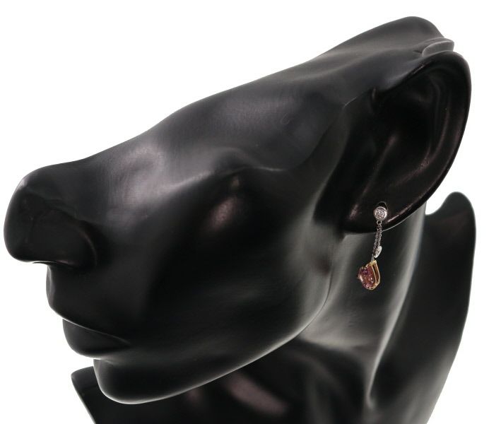 モルガナイト 1.30ct/1.49ct ダイヤ 0.22ct ペアシェイプ 揺れる ピアス K18YG/WG 