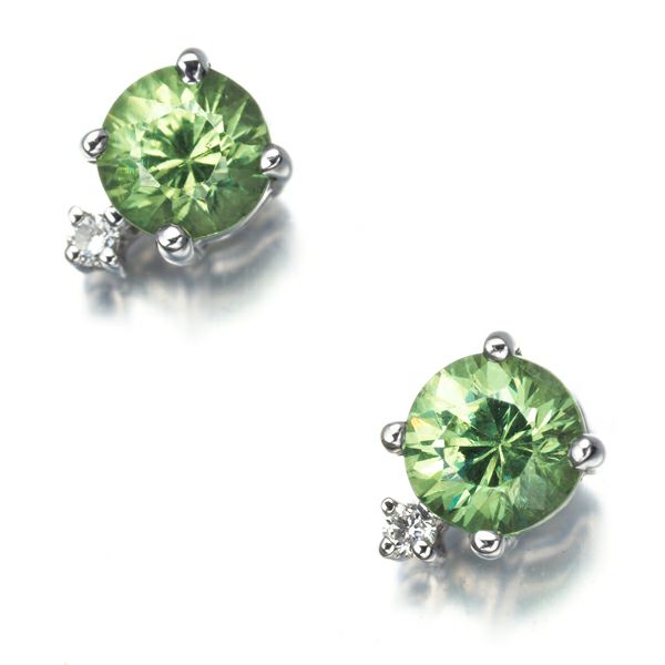 デマントイドガーネット 0.56ct/0.58ct ダイヤ ピアス K18WG ソーティング