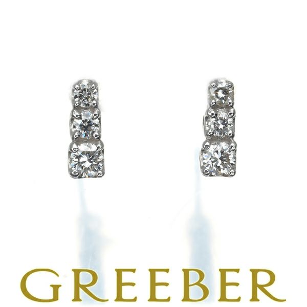 ダイヤ 0.07ct/0.07ct 3P ピアス K18WG 