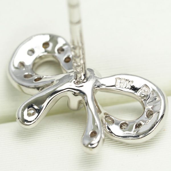 ポンテヴェキオ ピアス ダイヤ 0.065ct/0.065ct  リボン K18WG 