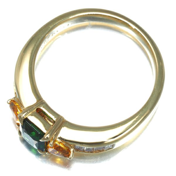 グリーントルマリン 0.62ct サファイア 0.48ct ダイヤ 0.31ct   リング K18YG 