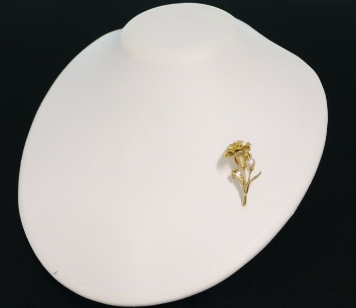ミキモト ブローチ パール 淡水真珠 5.0mm  カーネーション フラワー ピン K18YG/合金 
