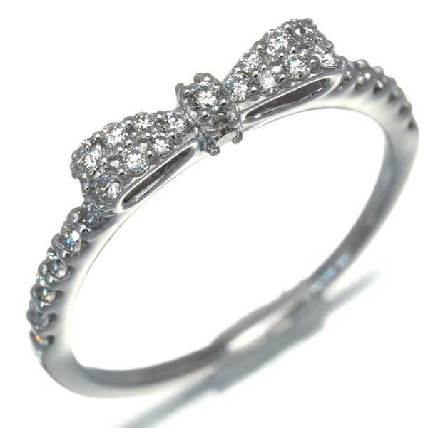 ポンテヴェキオ リング ダイヤ 0.32ct  リボン 11号 K18WG 