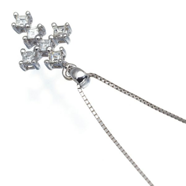 ダイヤ 0.20ct クロス ネックレス K18WG/Pt900/Pt850 
