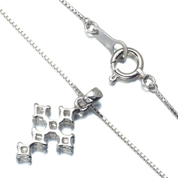 ダイヤ 0.20ct クロス ネックレス K18WG/Pt900/Pt850 