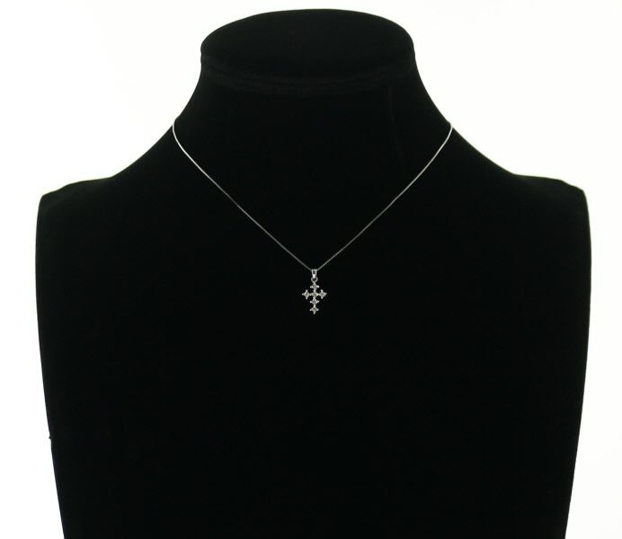 ダイヤ 0.20ct クロス ネックレス K18WG/Pt900/Pt850 