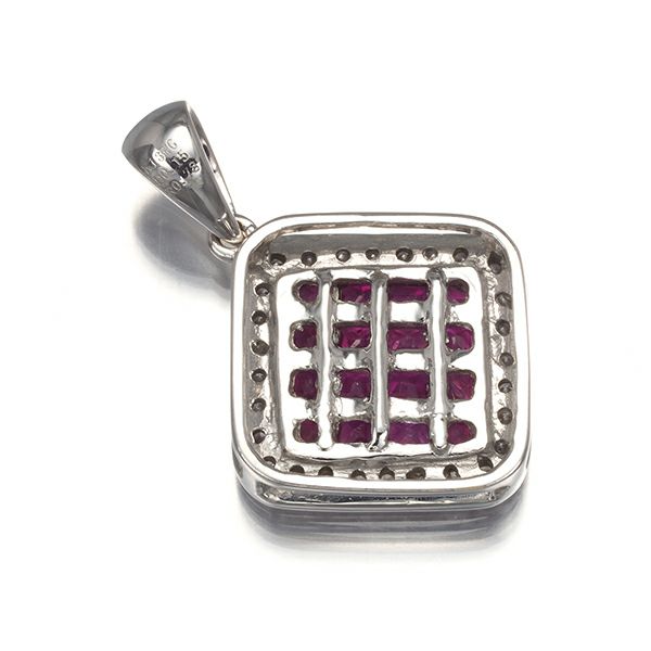 ルビー 0.78ct ダイヤ 0.15ct  ミステリーセッティング ペンダントトップ K18WG 
