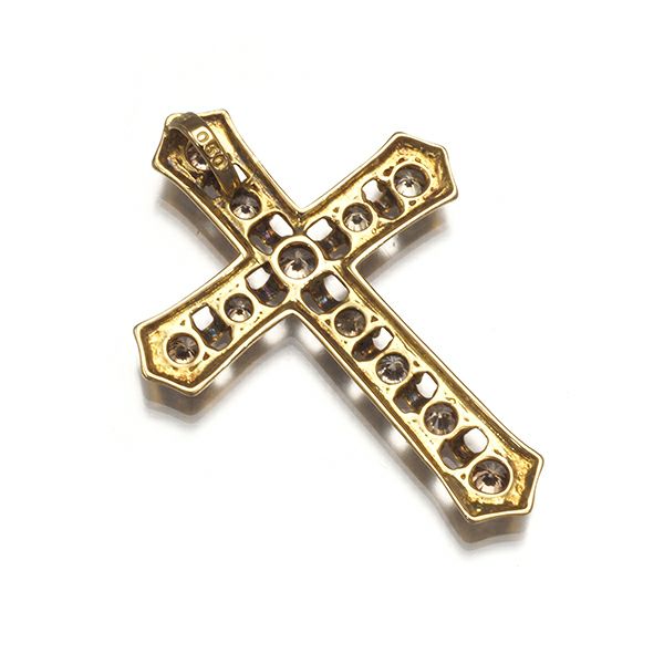 ブラウンダイヤ 0.50ct クロス  ペンダントトップ K18YG 