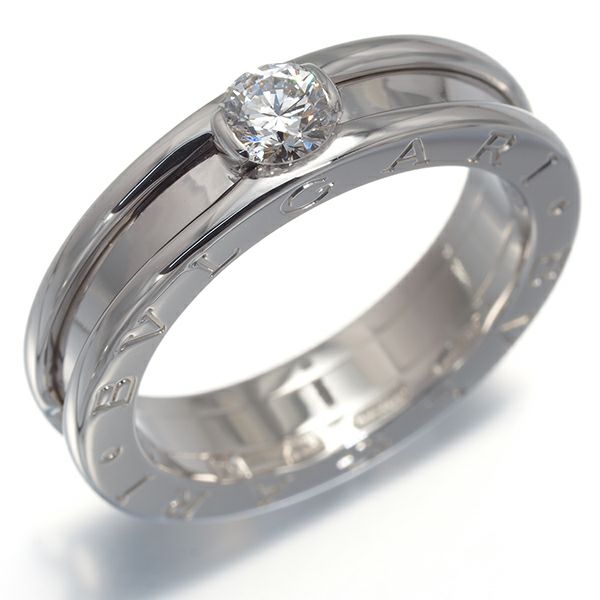 ブルガリ リング ダイヤ 0.34ct ビーゼロワン B-ZERO1 54号 K18WG 鑑定書